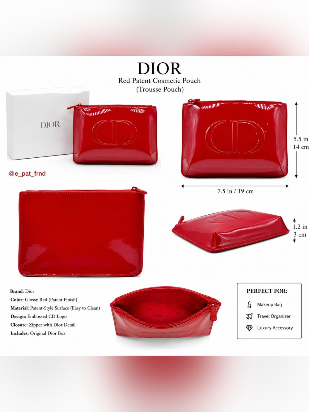 Dior Red Patent Cosmetic Pouch GWP